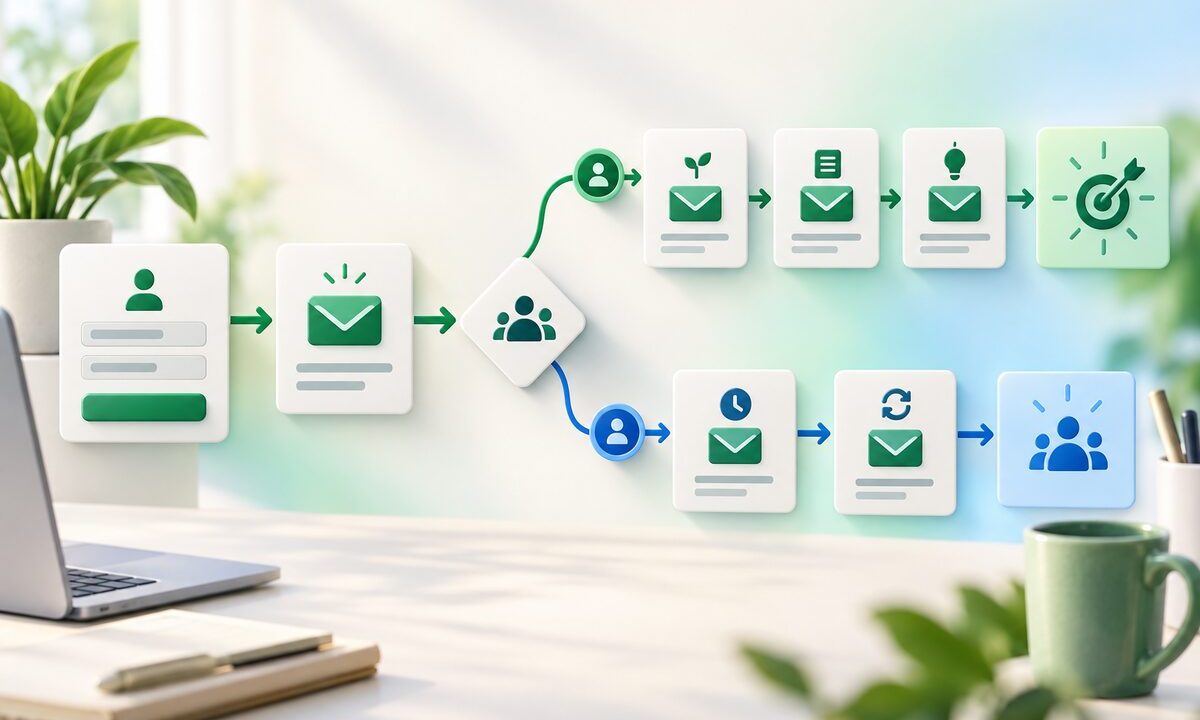MailerLite email automation workflow from signup form to nurture emails